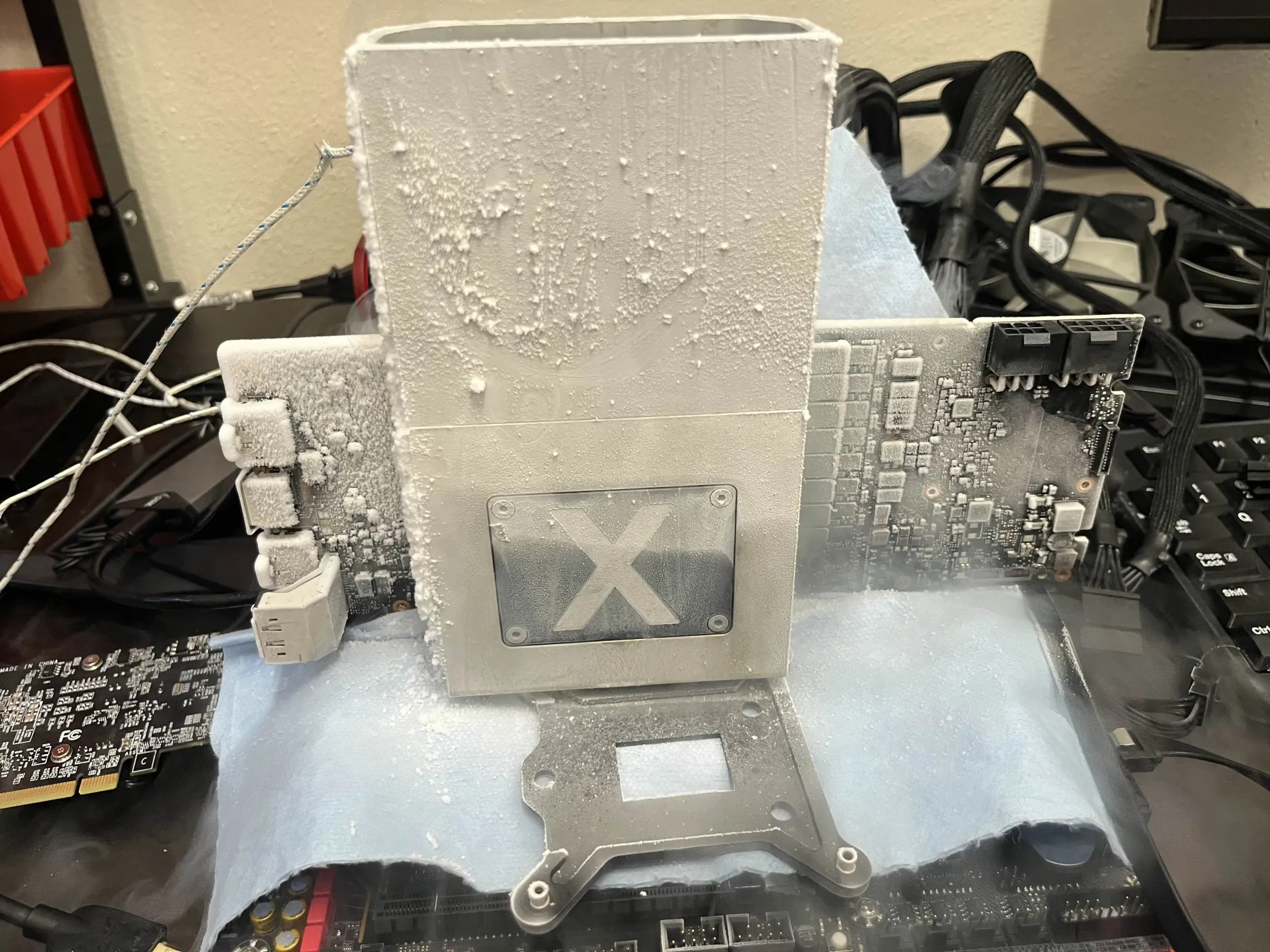 GPU that has been overclocked using liquid nitrogen
